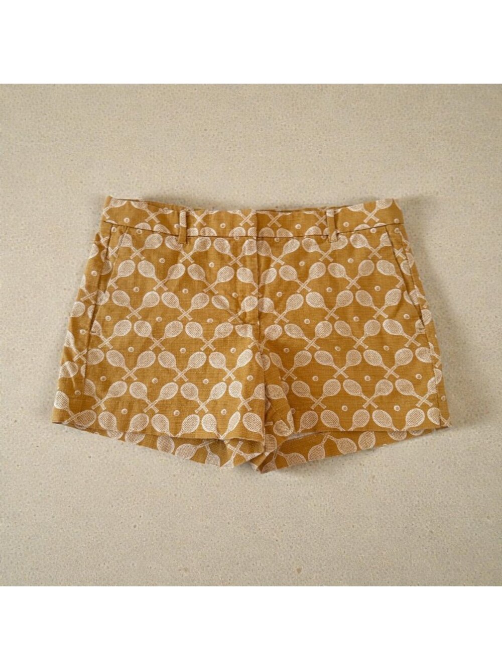 ANN TAYLOR Devin Fit Tennis Rackey Marigold Print Shorts Size 8